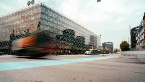 Time-lapse-of-main-city-traffic-intersection-in-Copenhagen-Denmark