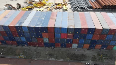 Stack-Of-Intermodal-Containers-In-Terminal-Near-Dordrecht,-Netherlands