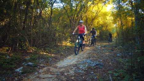 Zeitlupe:-Mountainbiker-Radeln-über-Den-Waldweg