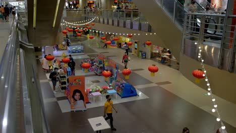 Typical-Chinese-New-Year-decor-inside-a-popular-shopping-mall-in-Cebu-City,-Philippines