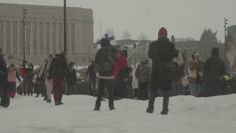 Reporters-filmed-a-large-group-of-protesters-on-a-cold-winter-day-in-Finland