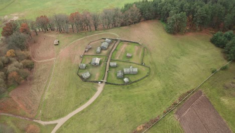 AERIAL:-Kernave-Medieval-Capital-of-the-Grand-Duchy-of-Lithuania-Small-Wooden-Town