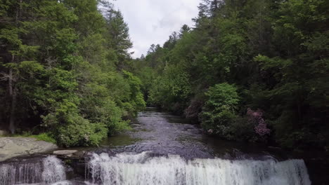 Flying-over-waterfalls-in-DuPont-State-Park-in-North-Carolina