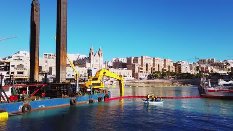 Video-Timelapse-De-Malta,-Balluta-Bay,-Recuperación-De-Playas-Y-Reemplazo-De-Arena