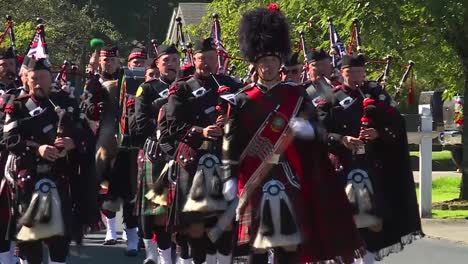 Bagpippers-marching-and-playing-in-a-parade