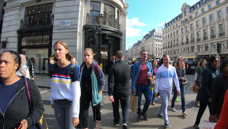 London-England,-circa-:-walking-on-Regent-Street-in-London-City,-England,-UK