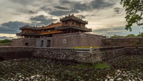 Timelapse,-Citadel,-Imperial-City-Main-Entrance-at-Sunset-with-cloudy-sky