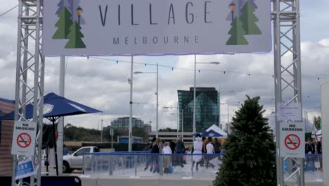 El-Pueblo-De-Invierno-En-Fed-Square---Ciudad-De-Melbourne,-Julio-De-2019