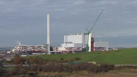 Vista-De-La-órbita-Aérea-Ascendente-De-La-Central-Eléctrica-K3-Kemsley-En-Construcción-En-Sittingbourne,-Reino-Unido