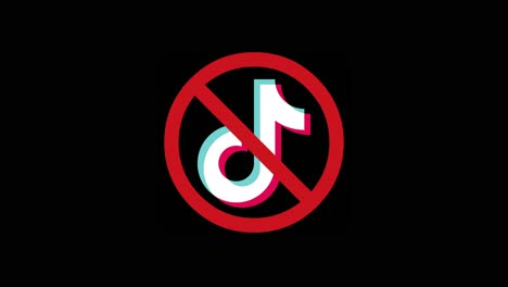 Red-Ban-Sign-Blinking-Over-TikTok-Icon-On-Black-Background