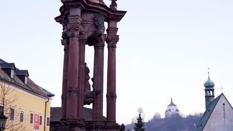 Monumental-mark-at-the-city-of-Banska-Stiavnica,-Slovakia