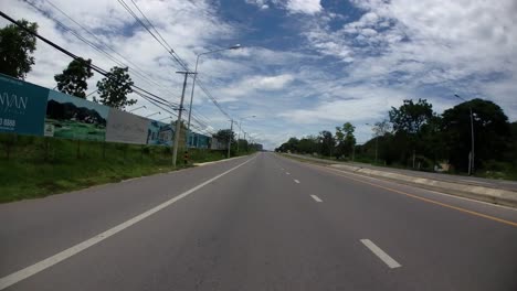 This-is-a-time-lapse-with-an-action-camera-mounted-in-front-of-the-truck,-driving-from-Pranburi-to-Hua-Hin-and-Hua-Hin-to-Bangkok-on-Phet-Kasem-Road