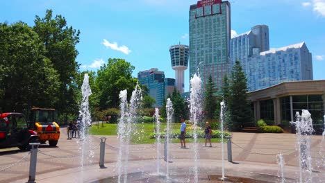 Slow-motion-capture-of-a-water-fountain-in-Niagara-Falls,-ON