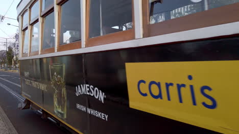 Lisbon-yellow-electric-train-pass-by