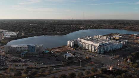 Jacksonville-Florida:-Apartments-and-Hotel-in-Saint-Johns-Town-Center-With-Downtown-in-Far-Distance-During-Sunset