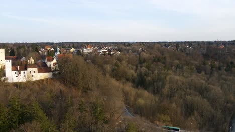 Hyperlapse-of-Grünwald-Castle,-a-medieval-castle-in-the-south-of-Munich