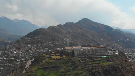 Aerial-View-Of-Pearl-Continental-Muzaffarabad-Hotel-On-Hilltop-In-Kashmir