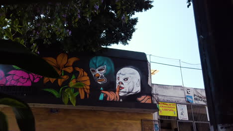 Colorido-Luca-Libre-Lucha-Libre-Mexicana-Arte-Callejero-En-Colonia-Juárez,-Ciudad-De-México