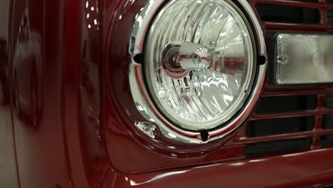 old-ford-bronco-headlight,-classic-red-american-pick-up,-classic-red-pick-up,,Vintage,-first-generation,-Ford-Bronco-range-wagon