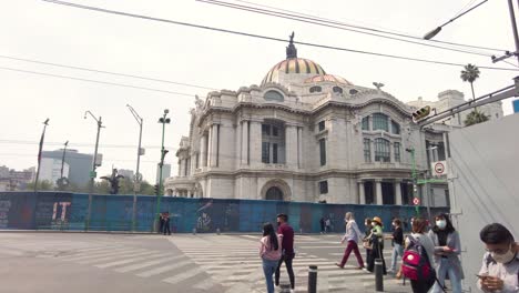 Traffic-and-people-walking-on-the-streets-of-Mexico's-City-downtown-shot-from-a-car-perspective