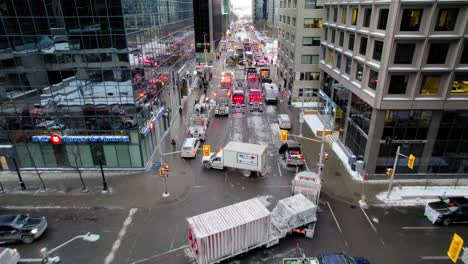 Drohnenaufnahme-Der-Freiheits-Trucker-Kundgebung-Auf-Der-Slater-Street-In-Ottawa,-Ontario,-Am-30.-Januar-2022-Während-Der-Covid-19-Pandemie