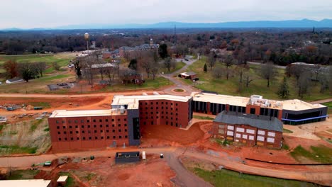 aerial-push-into-nc-school-for-the-deaf-in-morganton-nc,-north-carolina