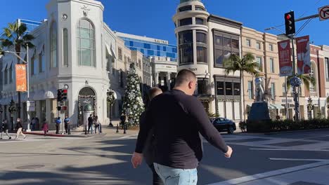 Vista-De-La-Calle-árbol-De-Navidad-De-Lapso-De-Tiempo-En-Un-Hito-De-Lujo-Rico-Rodeo-Drive-Beverly-Hills