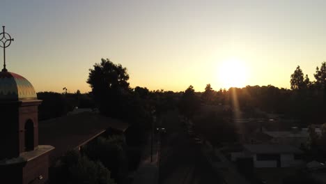 4k-footage-of-drone-shot-and-aerial-view-at-the-church-on-Van-Ness-street-in-sunset-golden-hours