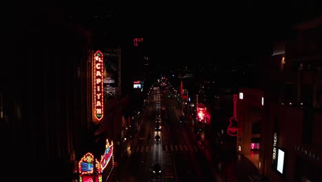 Aerial-rising-shot-flying-over-Hollywood-Blvd