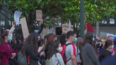 Porto-Portugal---june-6th-2020:-BLM-Black-Lives-Matter-Protests-Demonstration-with-protesters-cheering-close-up