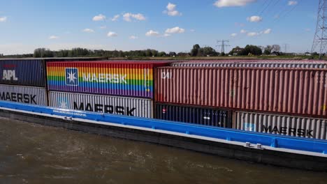 Large-Containers-On-the-Freighter-Of-Mercur-In-Kinderdijk-Village