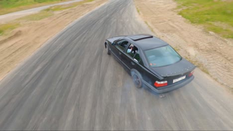 Black-BMW-drifting-at-Borås-Drift-Track