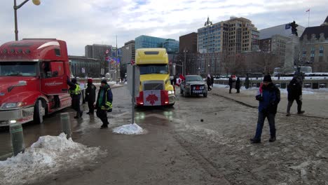 Uninitiated-truckers-being-escorted-by-Canadian-police-at-Ottawa-Ontario