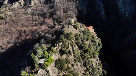 Aerial:-abbey-of-the-11th-century-on-a-cliff-in-southern-france