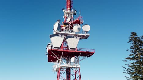 Telecommunication-and-radio-tower-of-Austria-with-satellite-disc-around