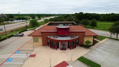 Aerial-footage-of-Red-Robins-Gourmet-Burgers-and-Brews-restaurant-located-at-5731-Long-Prairie-Rd,-Flower-Mound,-TX-75028