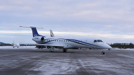 Passenger-Airplane-On-Ramp-At-Arvidsjaur-Airport-In-Sweden---wide-shot