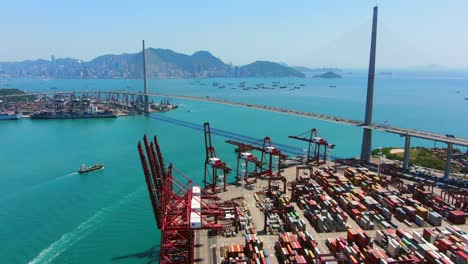 Hong-Kong-port-terminal,-Aerial-view