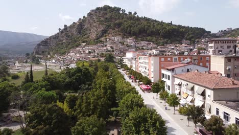 Aerial-View-of-Berat,-Albania---Cityscape-of-the-Unesco-World-Heritage-Site