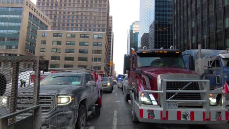 Freedom-Convoy-Truckers-Protest-Against-Covid-Restrictions-Blocking-Street