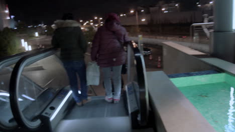 Wide-shot-on-escalators-of-shopping-center