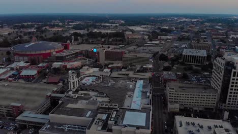 Puesta-De-Sol-En-El-Centro-De-Memphis-Desde-Un-Dron