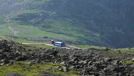 Conway,-New-Hampshire---July-4,-2019:-The-cog-railway-on-Mount-Washington-in-Conway,-New-Hampshire-on-July-4,-2019