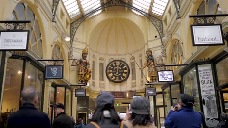 Royal-Arcade,-Melbourne,-July-2019-historical-shopping-arcade-building-in-melbourne---popular-tourist-attraction-in-melbourne