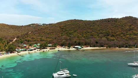 Aerial-view-of-the-smallest-inhabited-island-of-the-Grenadines,-St-Vincent