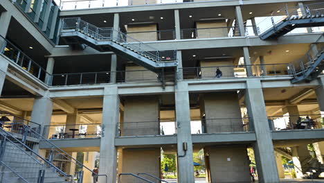 Tall-Concrete-Buildings-Of-The-University-Of-California-San-Diego-Campus---Modern-Architectural-Design---Wide-Shot