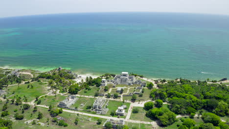 Mayans-ruins-of-Tulum-Mexico-in-Quintana-Roo-from-drone-view