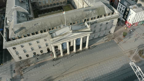 Aerial-down-tilt-footage-of-the-GPO-in-Dublin-shot-in-4K