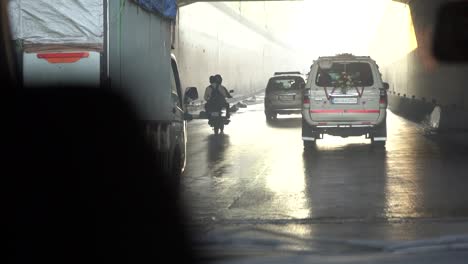 married-couple-car-going-home-tunnel-thane-Mumbai-Maharashtra-India