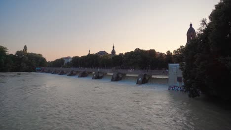 Flood-water-in-the-river-Isar-in-Munich